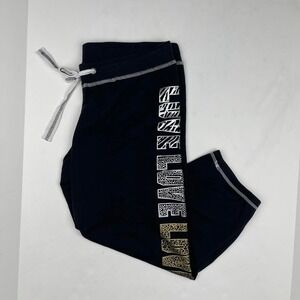 Y2K McBling Rhinestone Capri Sweatpants Women's Large Vintage Embellished Grunge
